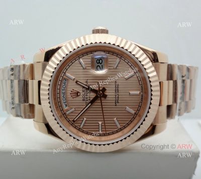 Replica Rolex Day Date II 40mm Presidential Watch Rose Gold Stripped Dial